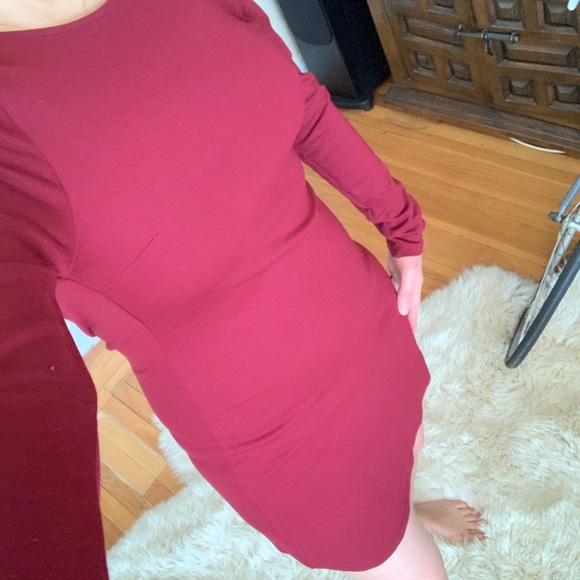 Mini long sleeve burgundy dress - Picture 6 of 7